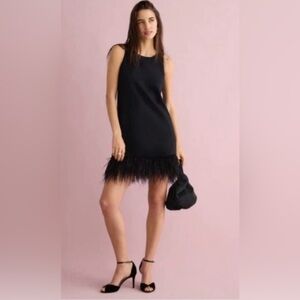 J. Crew Crepe feather-trim shift dress
